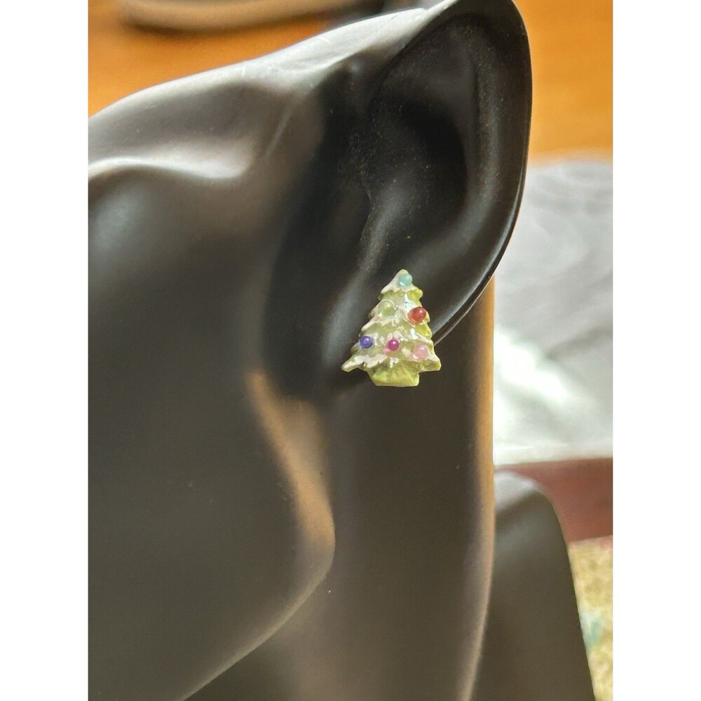 Winter Snow Pine Trees Polymer Clay Earrings Posts